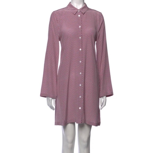 Equipment Dresses & Skirts - Equipment Silk Mini Geometric Print Button Down Shirt Dress Size L